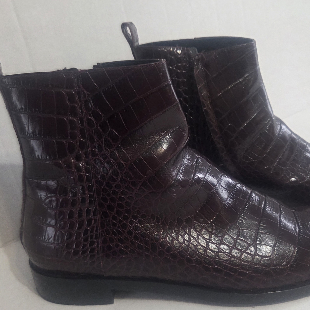 Club Monaco NEW Crocodile Pattern Ankle 'Tricia' Flat Boots Size 10Ladies